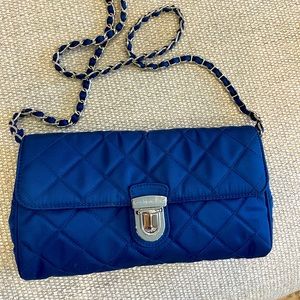 Prada Blue Tessuto Quilted Nylon Leather Chain Bag